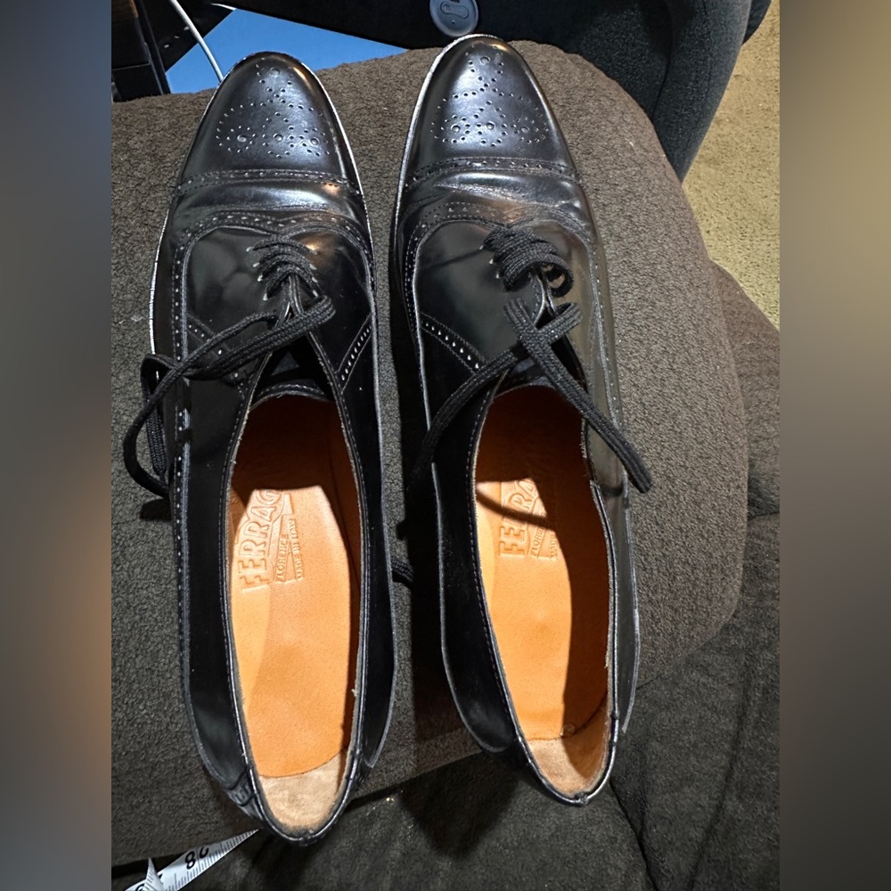 Salvatore Ferragamo Black Leather Flats